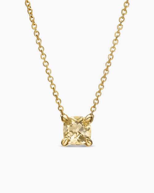 Womens Micro Chatelaine® Pendant Necklace in 18K Yellow Gold with Champagne Citrine, 5mm