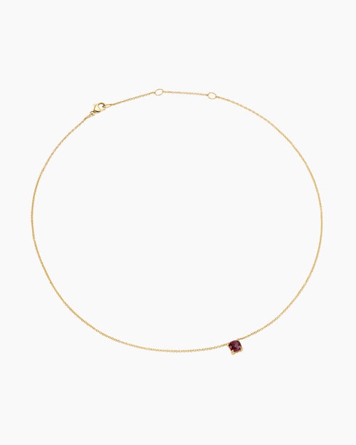 Womens Micro Chatelaine® Pendant Necklace in 18K Yellow Gold with Garnet, 5mm