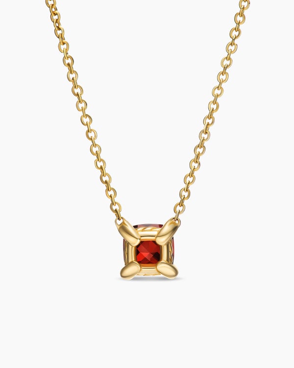 Micro Chatelaine® Pendant Necklace in 18K Yellow Gold with Garnet, 5mm