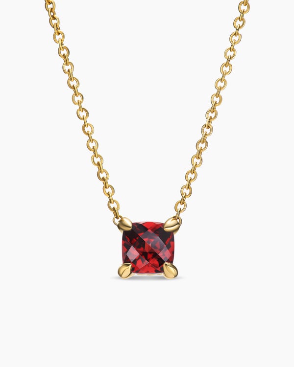 Micro Chatelaine® Pendant Necklace in 18K Yellow Gold with Garnet, 5mm