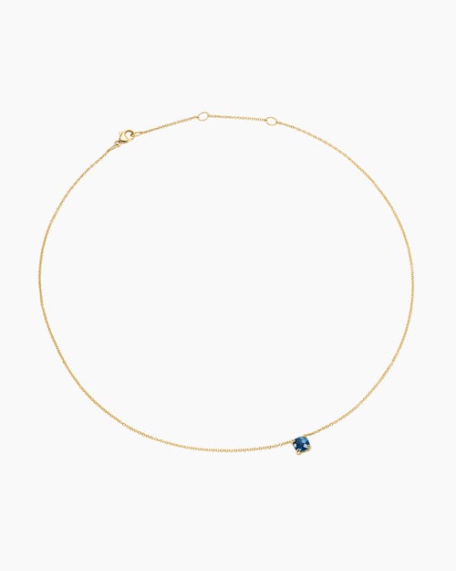 Womens Micro Chatelaine® Pendant Necklace in 18K Yellow Gold with Hampton Blue Topaz, 5mm