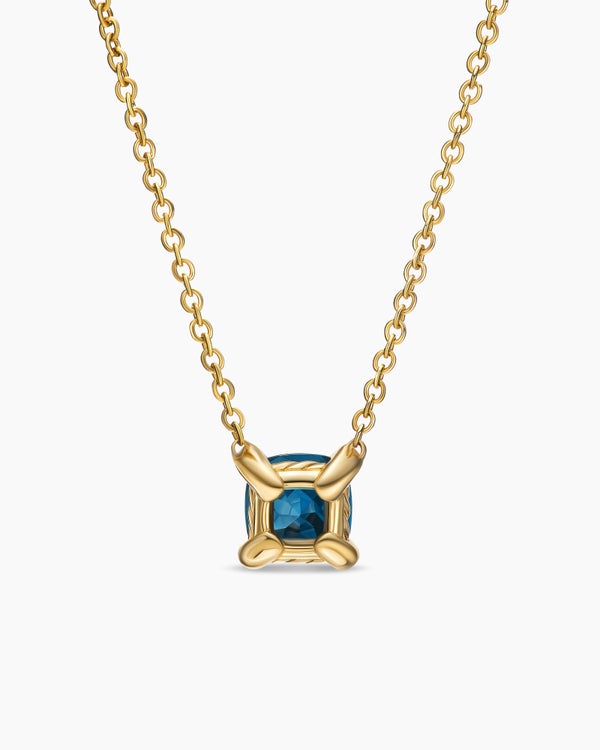 Micro Chatelaine® Pendant Necklace in 18K Yellow Gold with Hampton Blue Topaz, 5mm