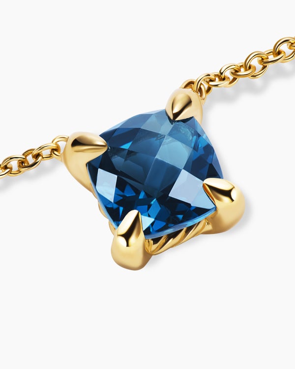 Micro Chatelaine® Pendant Necklace in 18K Yellow Gold with Hampton Blue Topaz, 5mm
