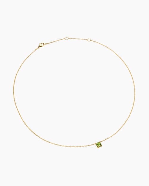 Womens Micro Chatelaine® Pendant Necklace in 18K Yellow Gold with Peridot, 5mm