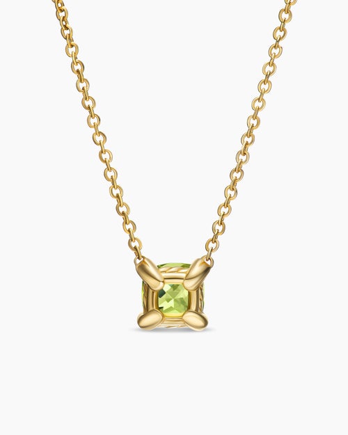 Womens Micro Chatelaine® Pendant Necklace in 18K Yellow Gold with Peridot, 5mm