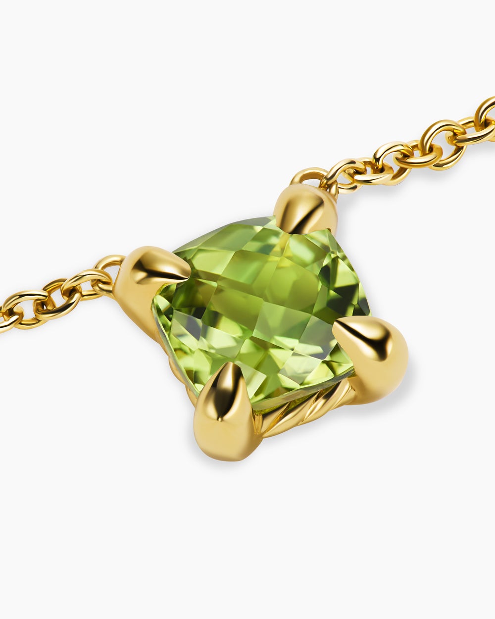 Womens Micro Chatelaine® Pendant Necklace in 18K Yellow Gold with Peridot, 5mm