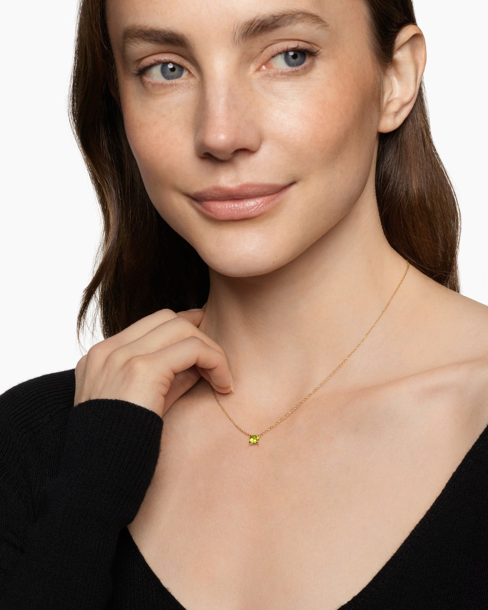 Womens Micro Chatelaine® Pendant Necklace in 18K Yellow Gold with Peridot, 5mm