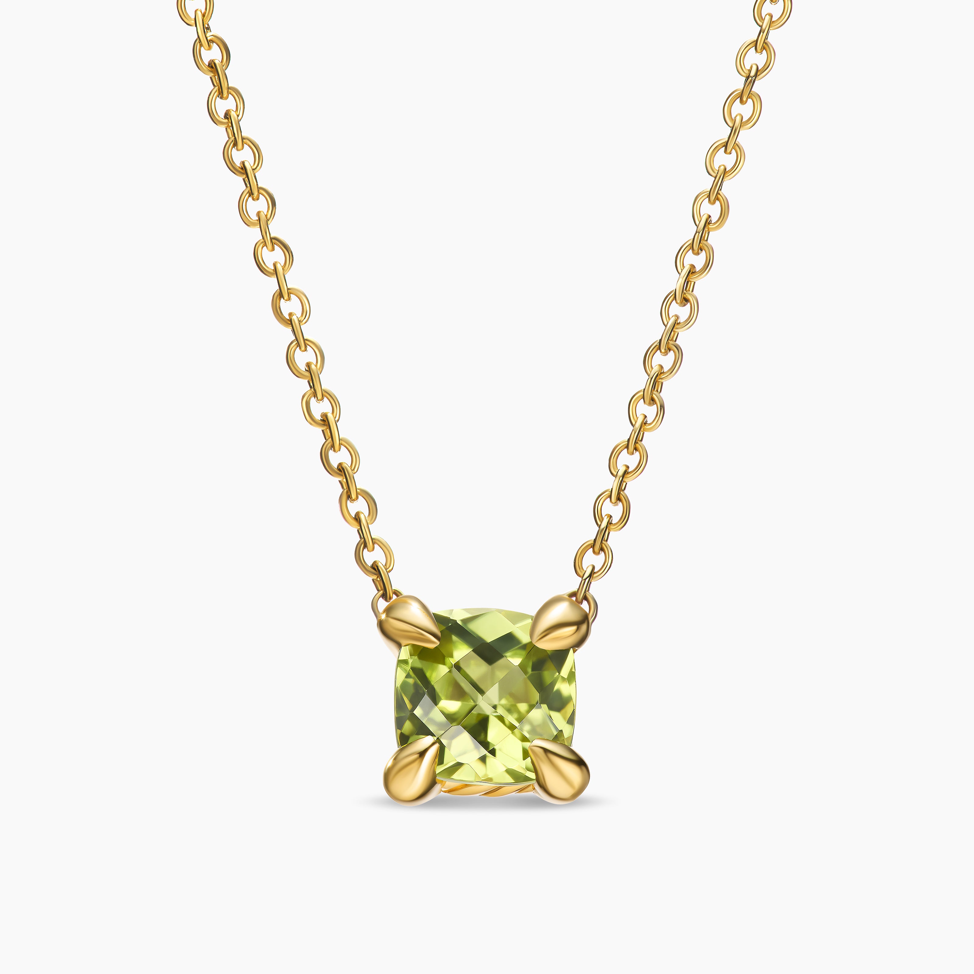 Womens Micro Chatelaine&reg; Pendant Necklace in 18K Yellow Gold with Peridot, 5mm