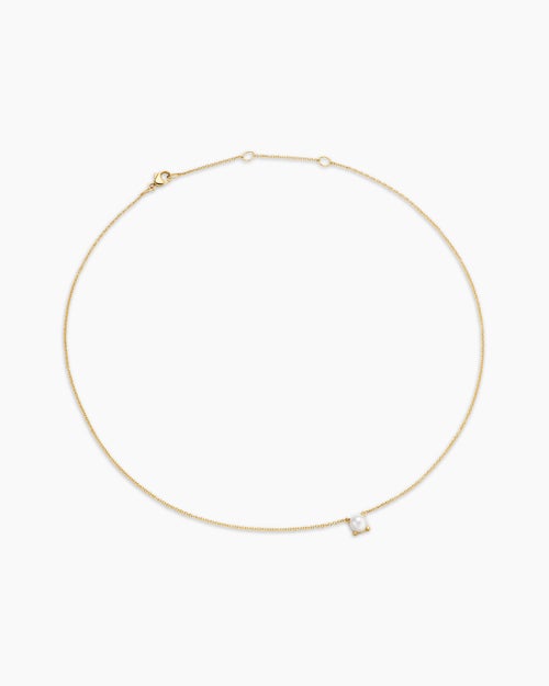 Womens Micro Chatelaine® Pendant Necklace in 18K Yellow Gold with Pearl, 5mm