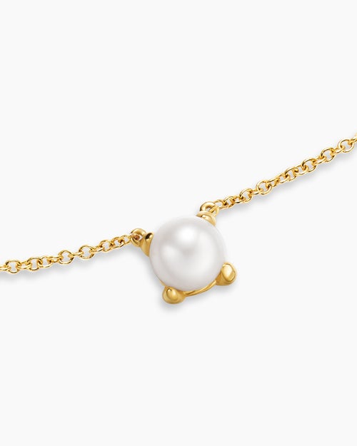 Womens Micro Chatelaine® Pendant Necklace in 18K Yellow Gold with Pearl, 5mm