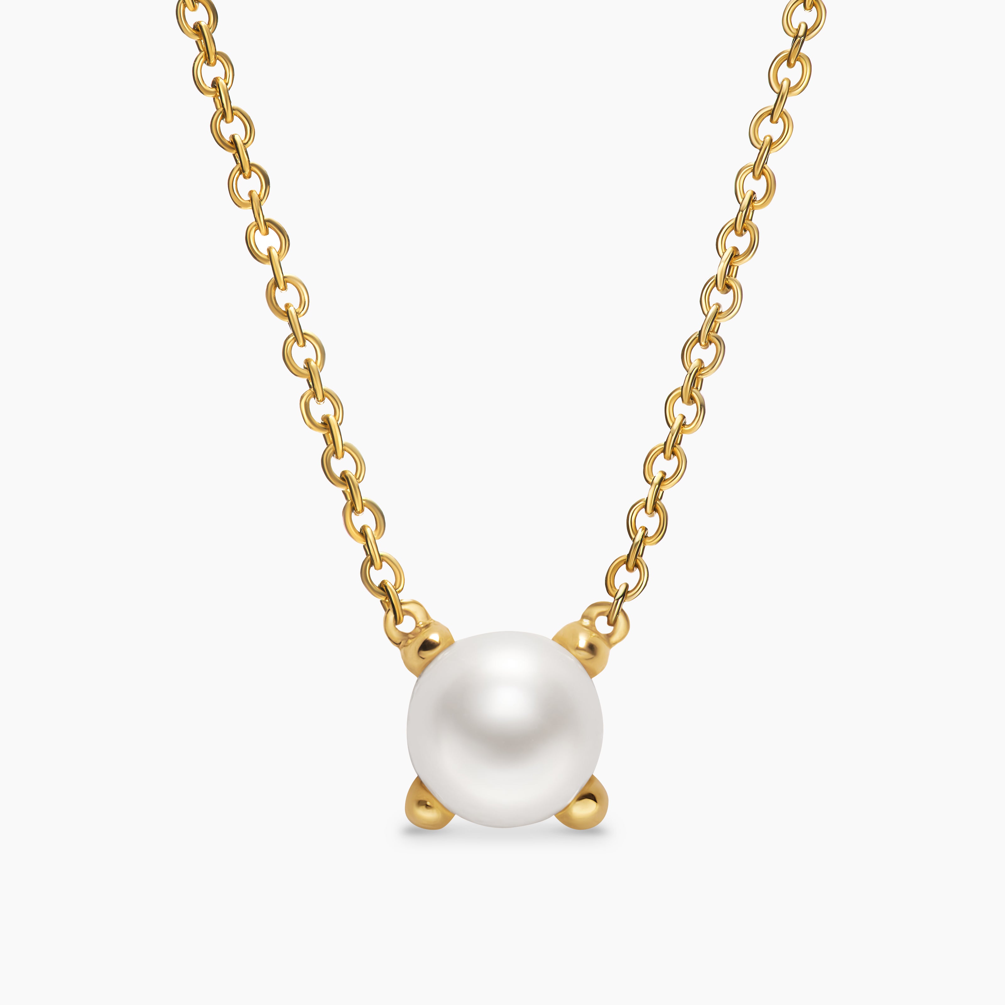 Womens Micro Chatelaine&reg; Pendant Necklace in 18K Yellow Gold with Pearl, 5mm