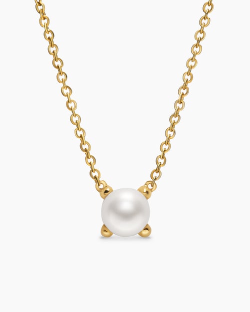 Womens Micro Chatelaine® Pendant Necklace in 18K Yellow Gold with Pearl, 5mm
