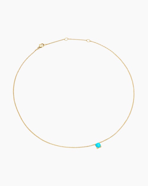Womens Micro Chatelaine® Pendant Necklace in 18K Yellow Gold with Turquoise, 5mm