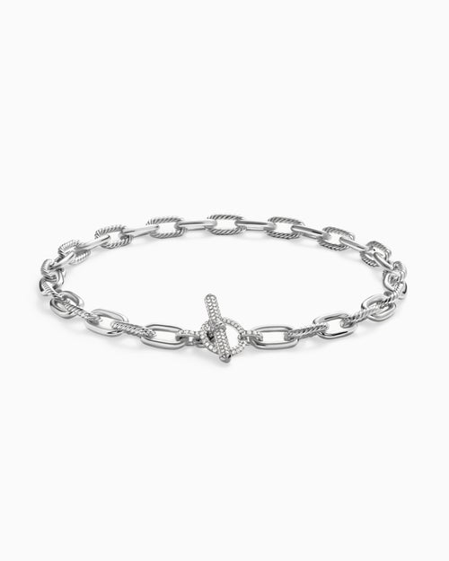 Womens DY Madison® Toggle Chain Necklace in Sterling Silver with Diamonds, 11mm