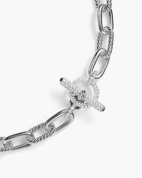 Womens DY Madison® Toggle Chain Necklace in Sterling Silver with Diamonds, 11mm