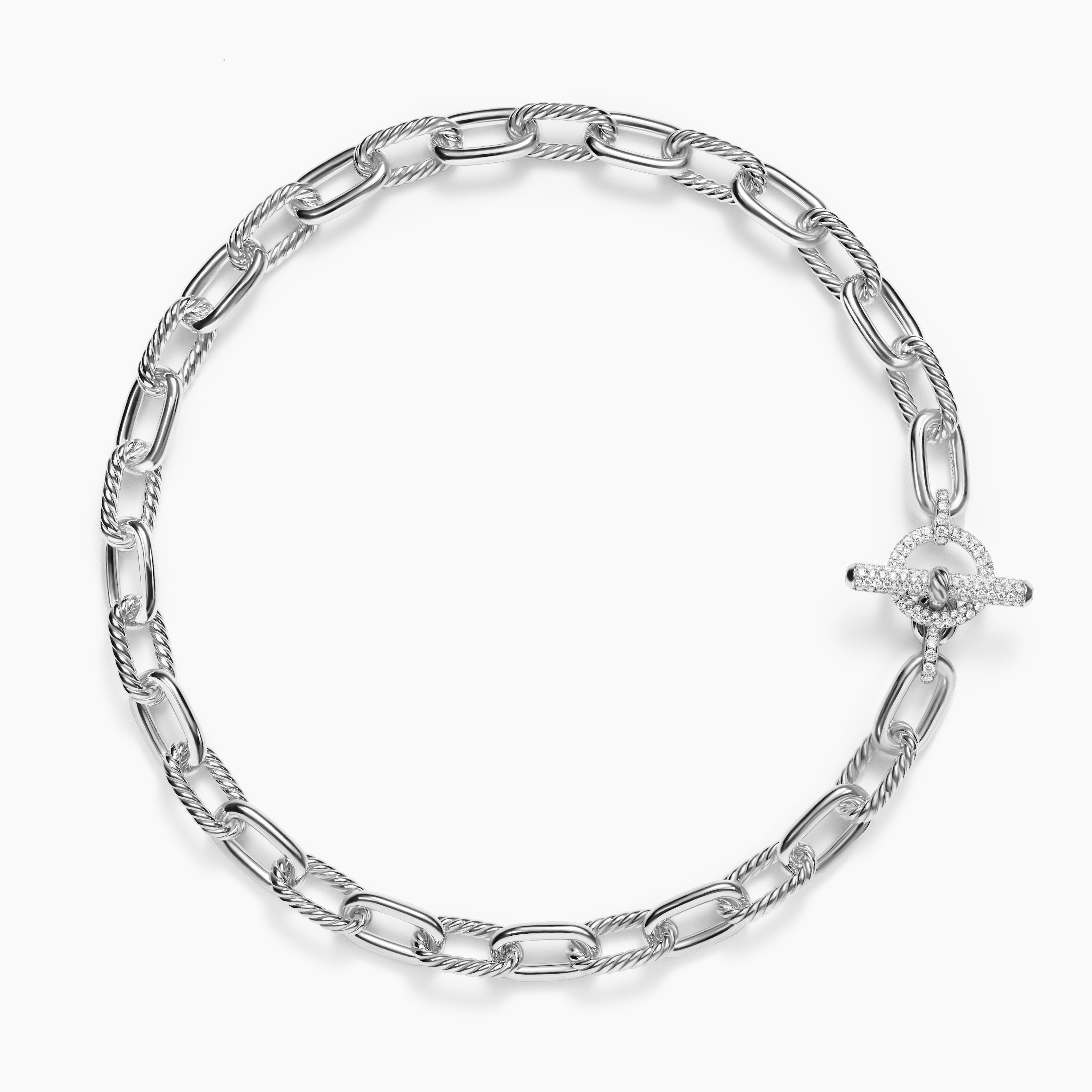 Womens DY Madison&reg; Toggle Chain Necklace in Sterling Silver with Diamonds, 11mm