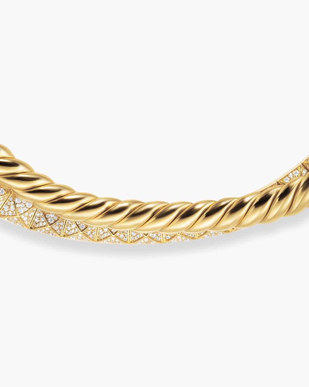 Womens Crossover Trio Collar Necklace in 18K Yellow Gold with Diamonds, 16.5mm