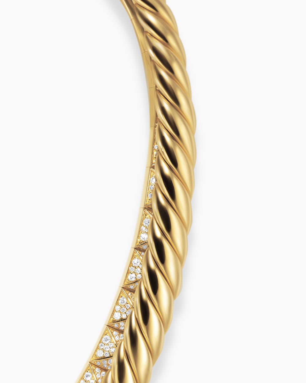 Womens Crossover Trio Collar Necklace in 18K Yellow Gold with Diamonds, 16.5mm