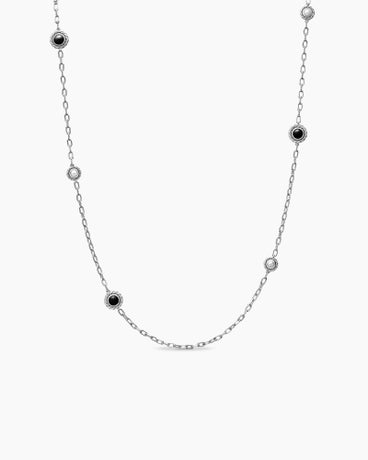Pearl Classics Station Chain Necklace in Sterling Silver with Black Onyx, 4mm