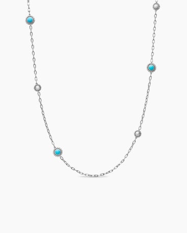 Pearl Classics Station Chain Necklace in Sterling Silver with Turquoise, 4mm
