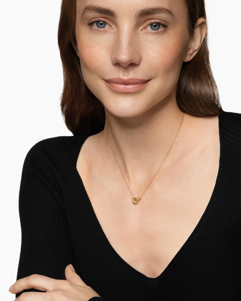 Womens Sculpted Cable Linked Necklace in 18K Yellow Gold, 9.2mm