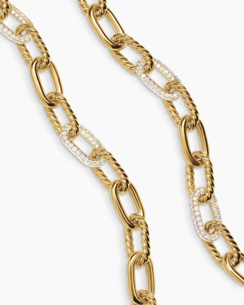 Womens DY Madison® Chain Necklace in 18K Yellow Gold with Diamonds, 11mm