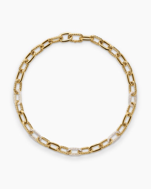 Womens DY Madison® Chain Necklace in 18K Yellow Gold with Diamonds, 11mm