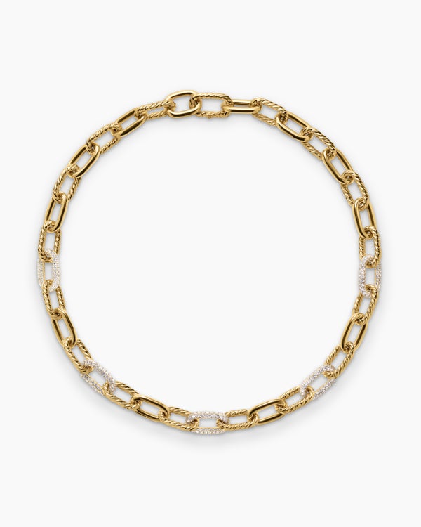 DY Madison® Chain Necklace in 18K Yellow Gold with Diamonds, 11mm