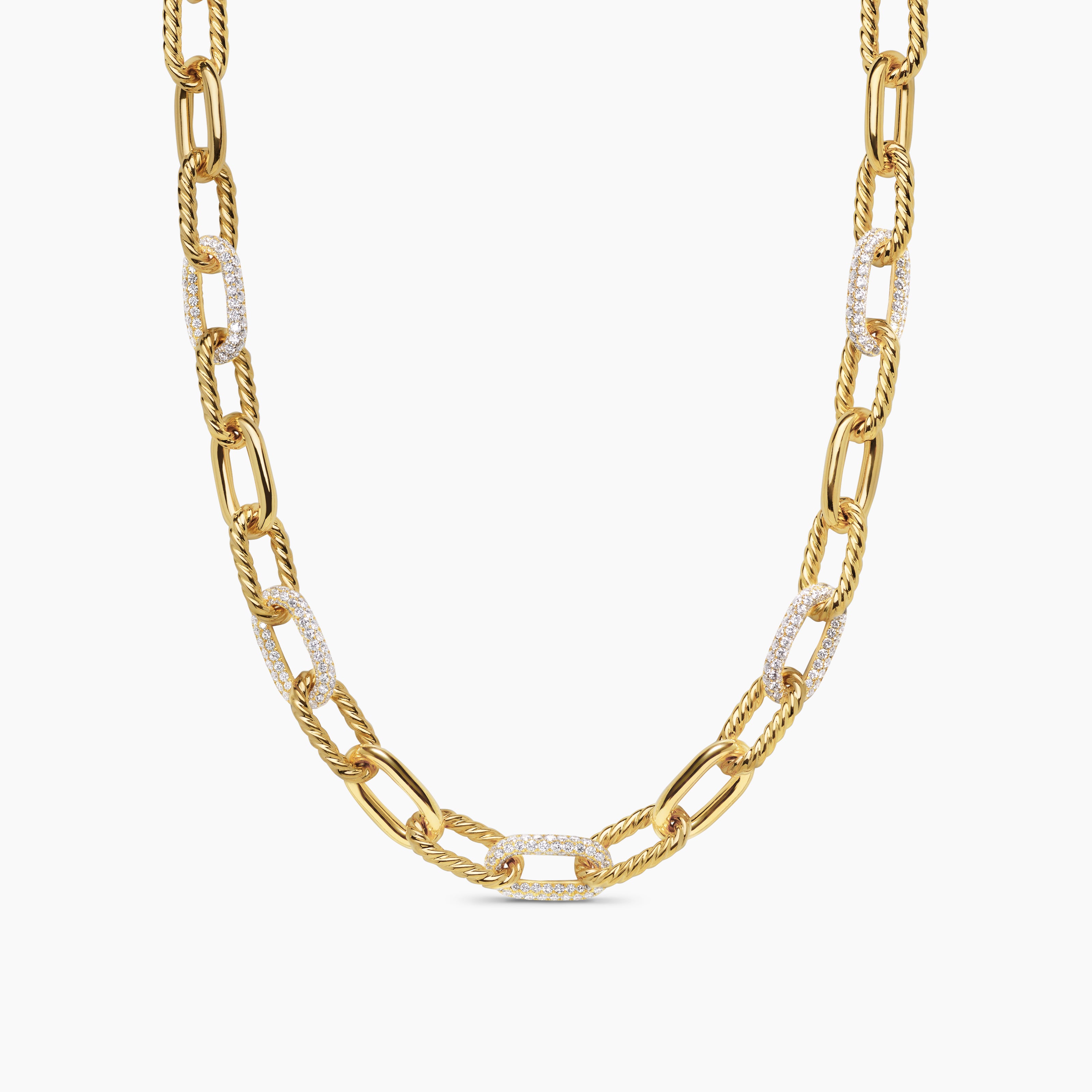 Womens DY Madison&reg; Chain Necklace in 18K Yellow Gold with Diamonds, 11mm