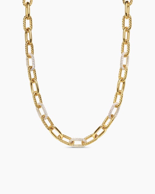 Womens DY Madison® Chain Necklace in 18K Yellow Gold with Diamonds, 11mm