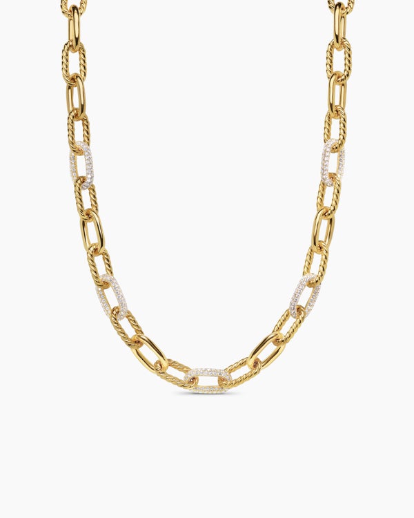 DY Madison® Chain Necklace in 18K Yellow Gold with Diamonds, 11mm