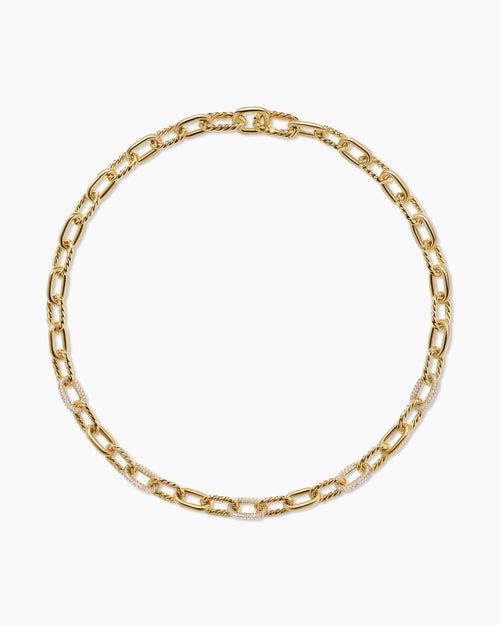 Womens DY Madison® Chain Necklace in 18K Yellow Gold with Diamonds, 8.5mm