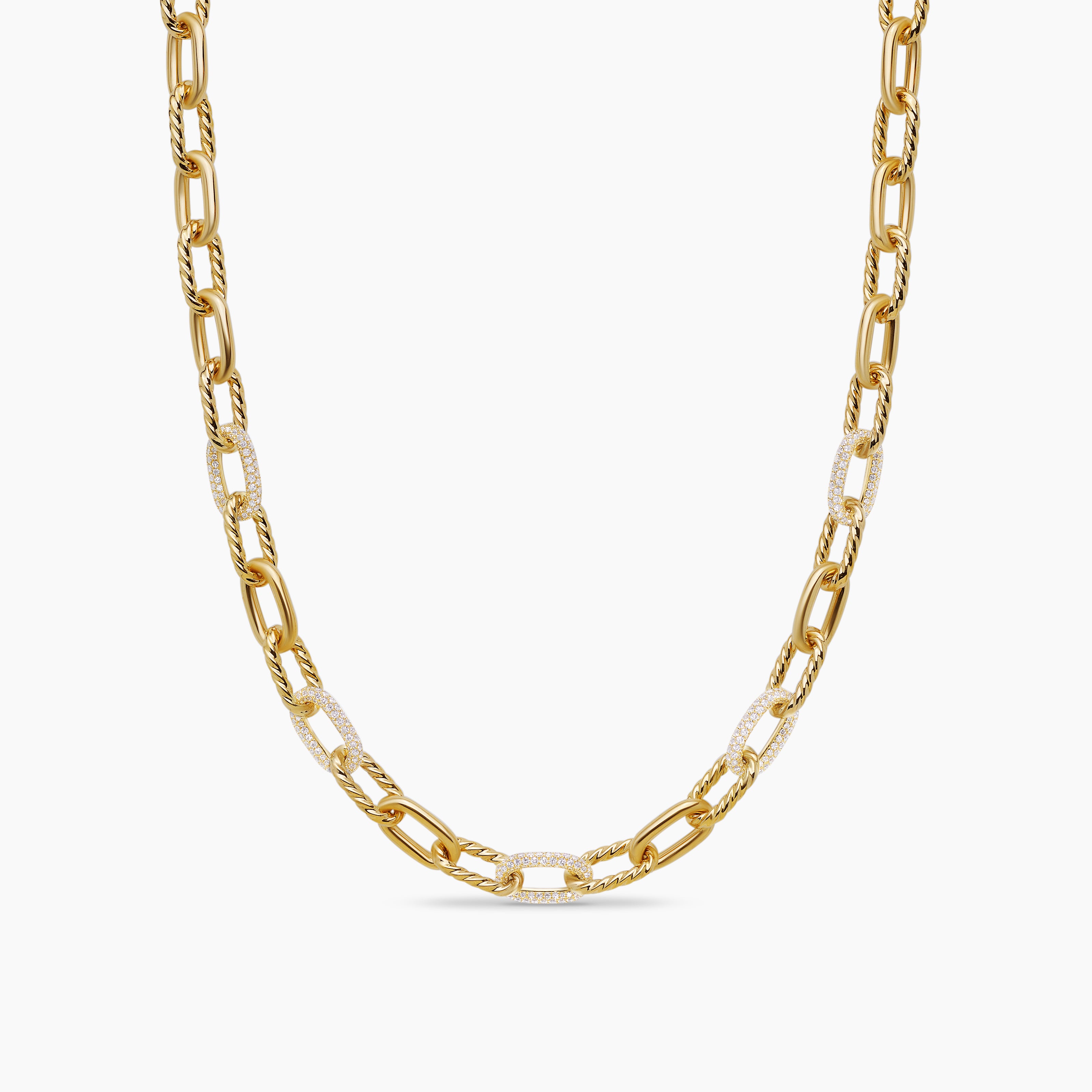 Womens DY Madison&reg; Chain Necklace in 18K Yellow Gold with Diamonds, 8.5mm