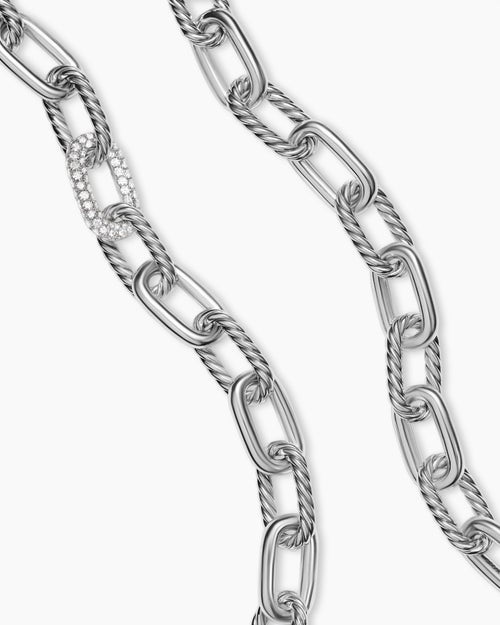 Collier chaîne DY Madison® en argent massif avec diamants, 11 mm