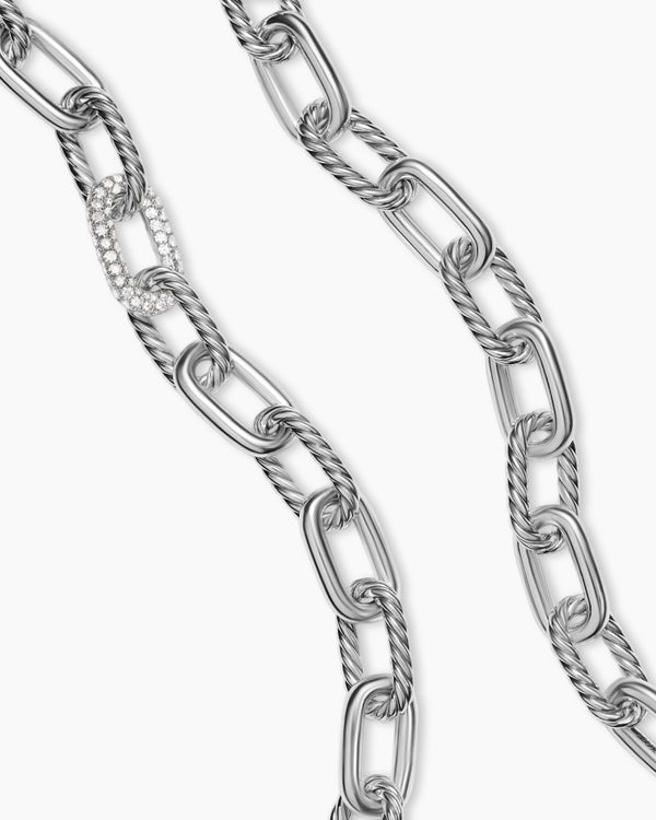 DY Madison® Chain Necklace in Sterling Silver with Diamonds, 11mm
