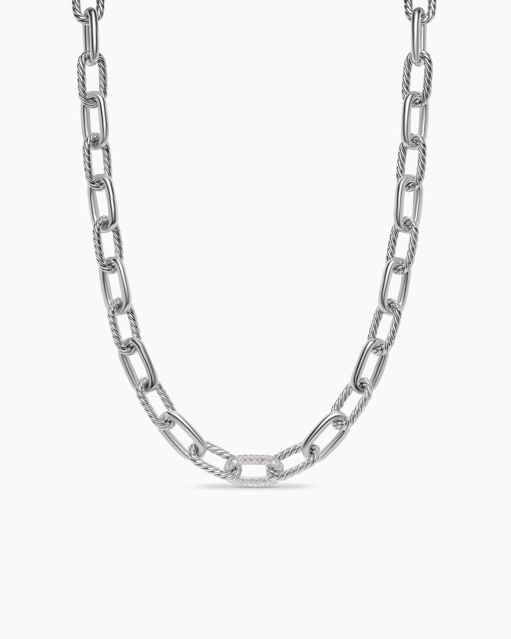 Womens DY Madison® Chain Necklace in Sterling Silver with Diamonds, 11mm