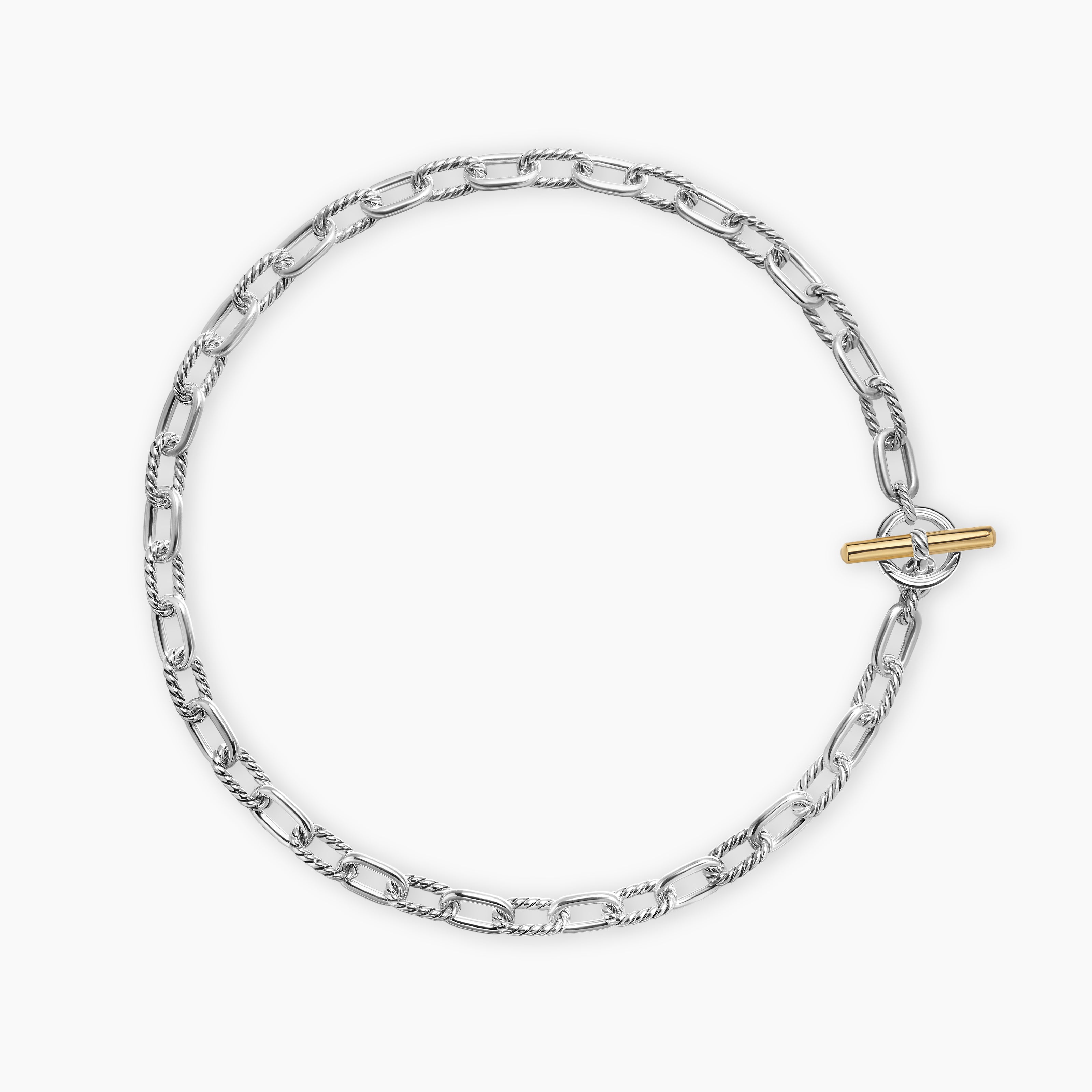 Womens DY Madison Toggle Chain Necklace in Sterling Silver with 18K Yellow Gold, 8.5mm