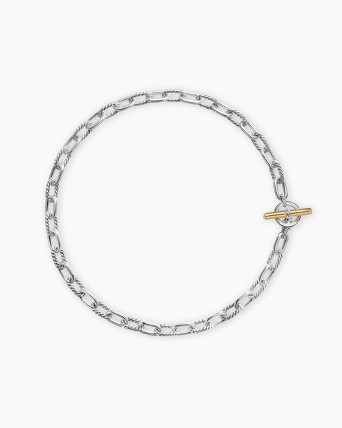 Womens DY Madison® Toggle Chain Necklace in Sterling Silver with 18K Yellow Gold, 8.5mm
