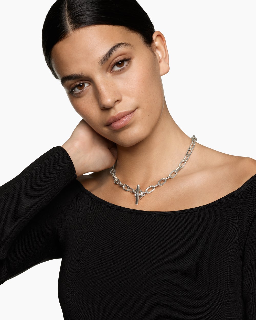Collier chaîne à fermoir en T DY Madison en argent sterling, 8,5 mm femmes