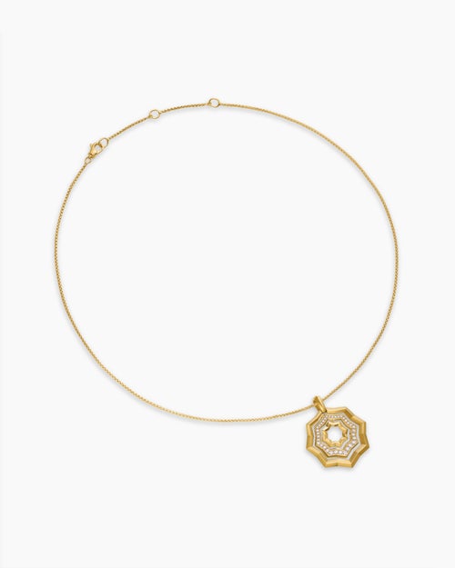 Womens Zig Zag Stax™ Pendant Necklace in 18K Yellow Gold with Diamonds, 28mm