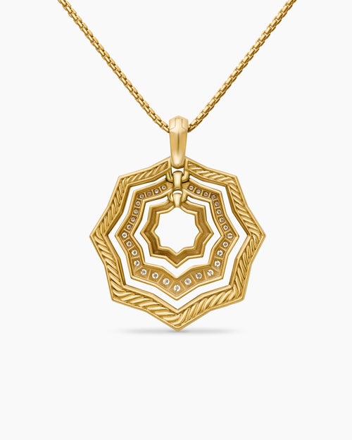 Womens Zig Zag Stax™ Pendant Necklace in 18K Yellow Gold with Diamonds, 28mm