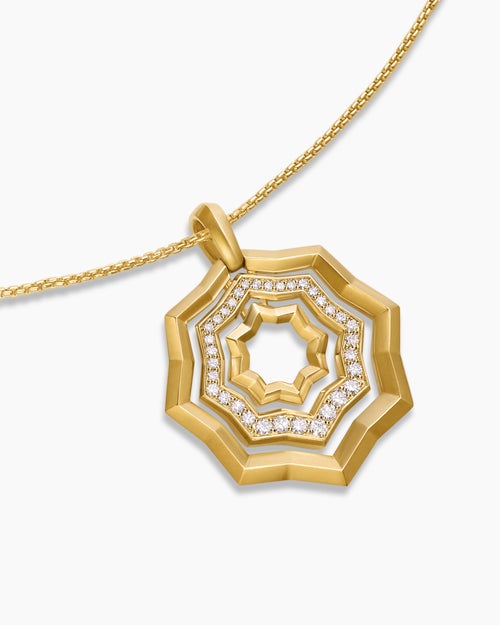 Womens Zig Zag Stax™ Pendant Necklace in 18K Yellow Gold with Diamonds, 28mm
