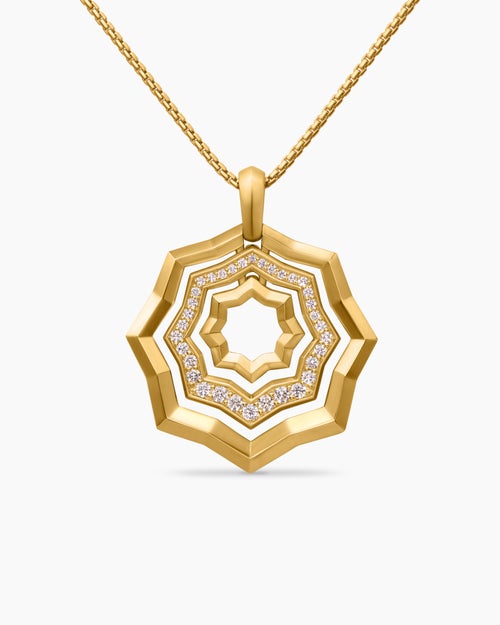 Womens Zig Zag Stax™ Pendant Necklace in 18K Yellow Gold with Diamonds, 28mm