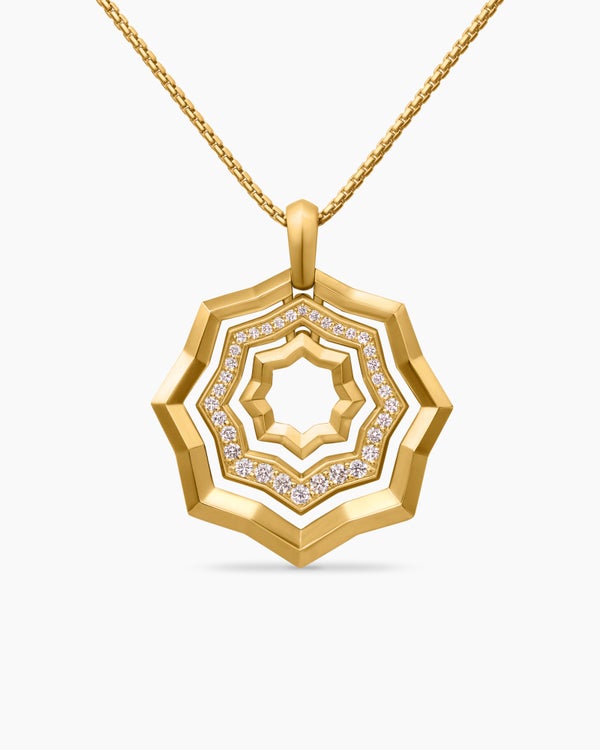 Zig Zag Stax™ Pendant Necklace in 18K Yellow Gold with Diamonds, 28mm