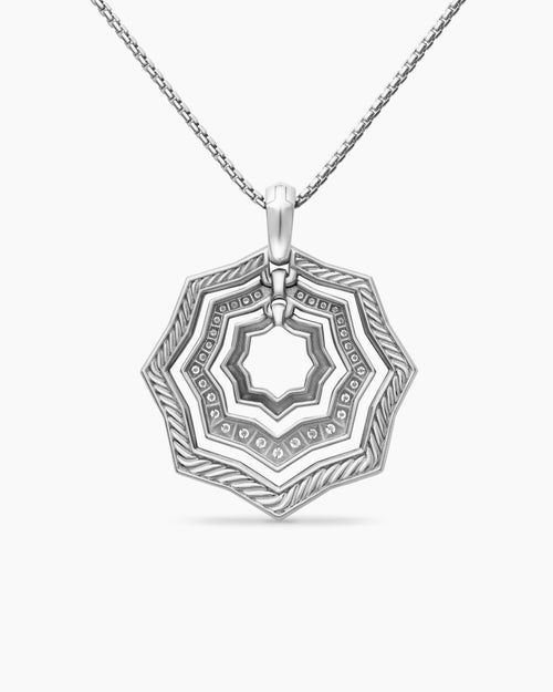 Womens Zig Zag Stax™ Pendant Necklace in Sterling Silver with Diamonds, 28mm