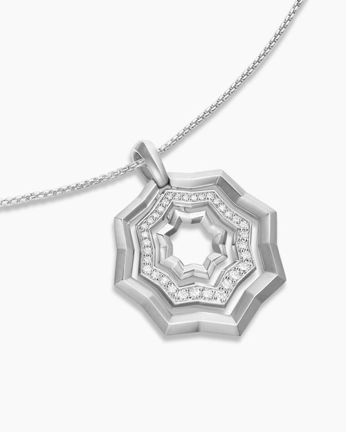 Womens Zig Zag Stax™ Pendant Necklace in Sterling Silver with Diamonds, 28mm