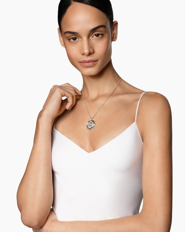 Zig Zag Stax™ Pendant Necklace in Sterling Silver with Diamonds, 28mm