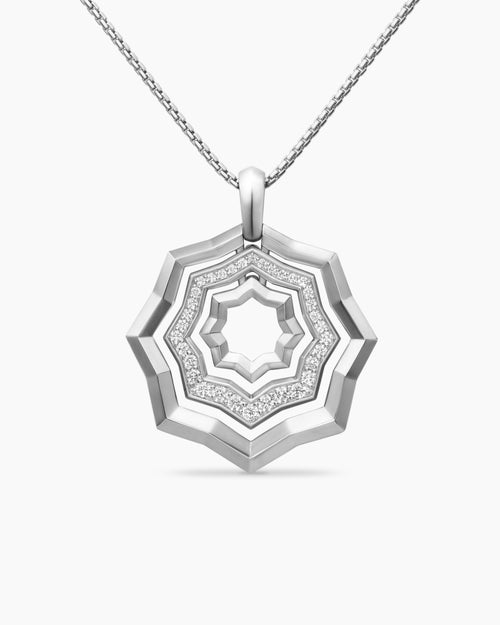 Womens Zig Zag Stax™ Pendant Necklace in Sterling Silver with Diamonds, 28mm