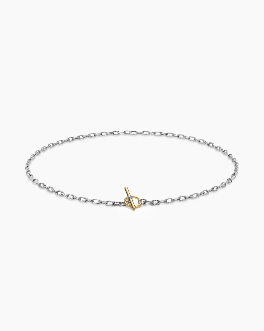 Womens DY Madison Toggle Chain Necklace in Sterling Silver with 18K Yellow Gold, 3mm