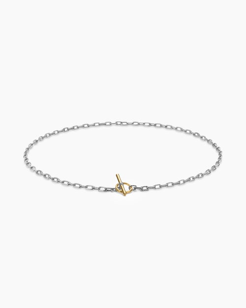 Womens DY Madison® Toggle Chain Necklace in Sterling Silver with 18ct Yellow Gold, 3mm